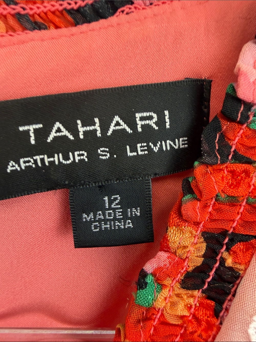 Tahari Arthur S. Levine Pink Multi Floral Faux Wrap Midi Dress Size 12 - Picture 2 of 10